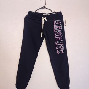 Aeropostale Girl's Navy Joggers with Purple Logo